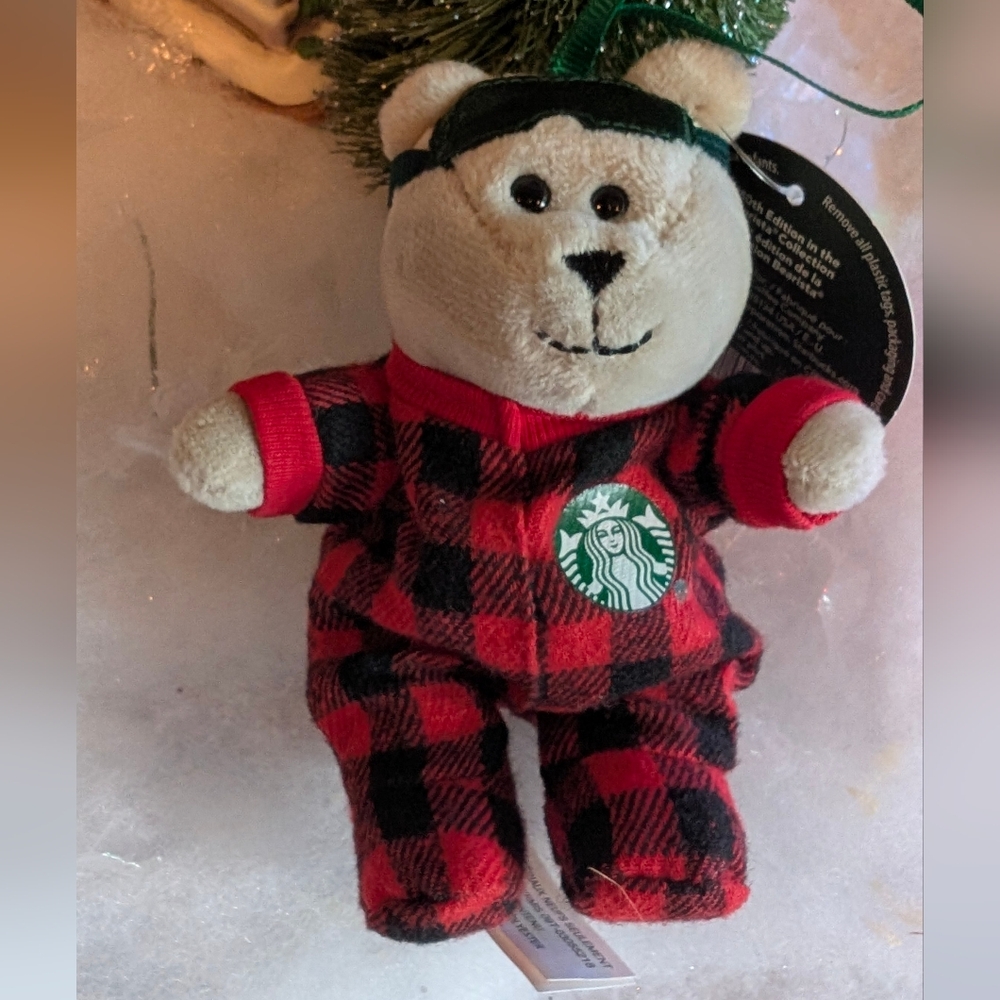 Starbucks Bear in Black and Red Checkered Outfit